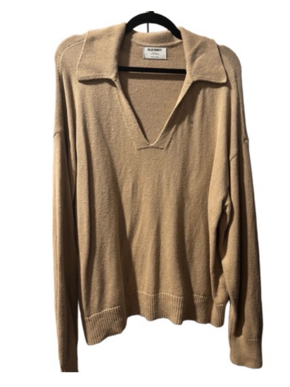Old Navy Women's Camel V-Neck Collared Sweater